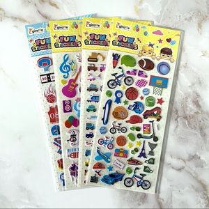 Puffy 3D Stickers Music Cars + Sports 4 Pack